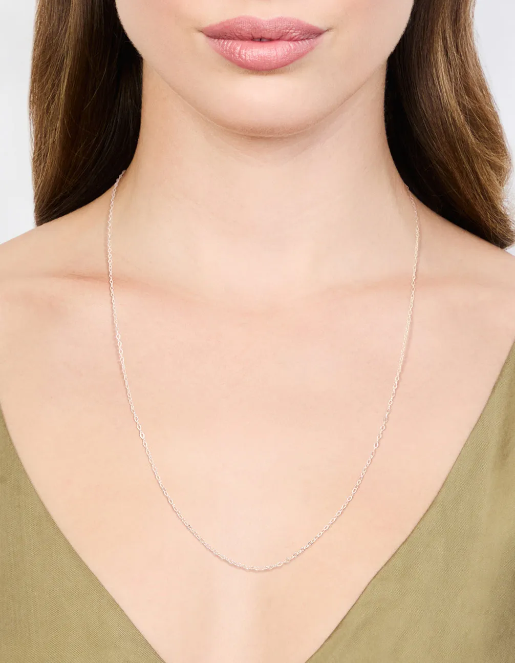 Sterling Silver Adjustable Plain Chain Necklace