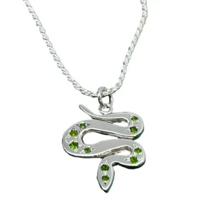 Sterling Silver & Tsavorites Serpent Pendant