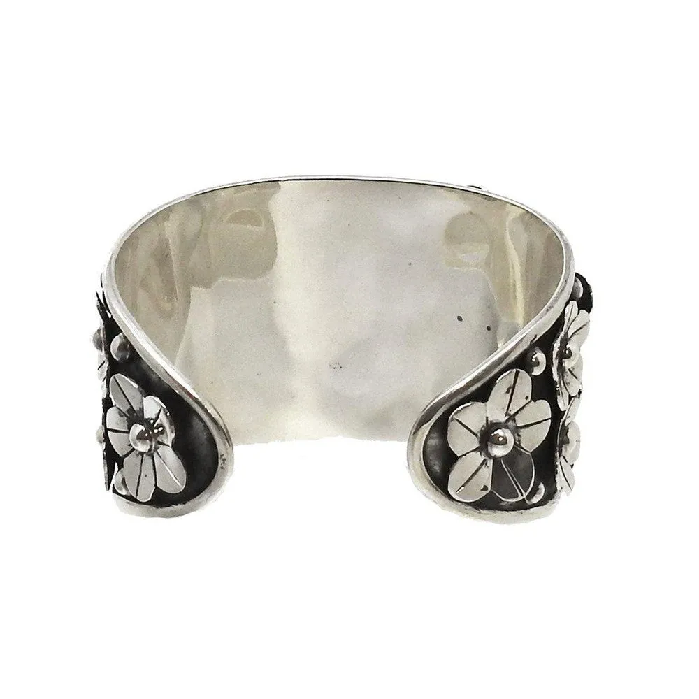 Sterling Silver Cuff with Floral Design