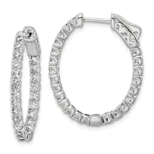 Sterling Silver CZ Oval Hoop Earrings