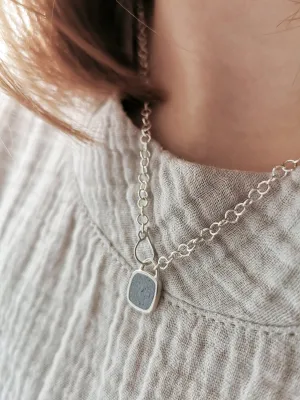 Sterling Silver Front Clasp Square Necklace
