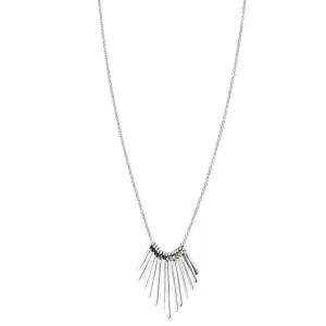 Sterling Silver Graduated Bar Fan Pendant Necklace