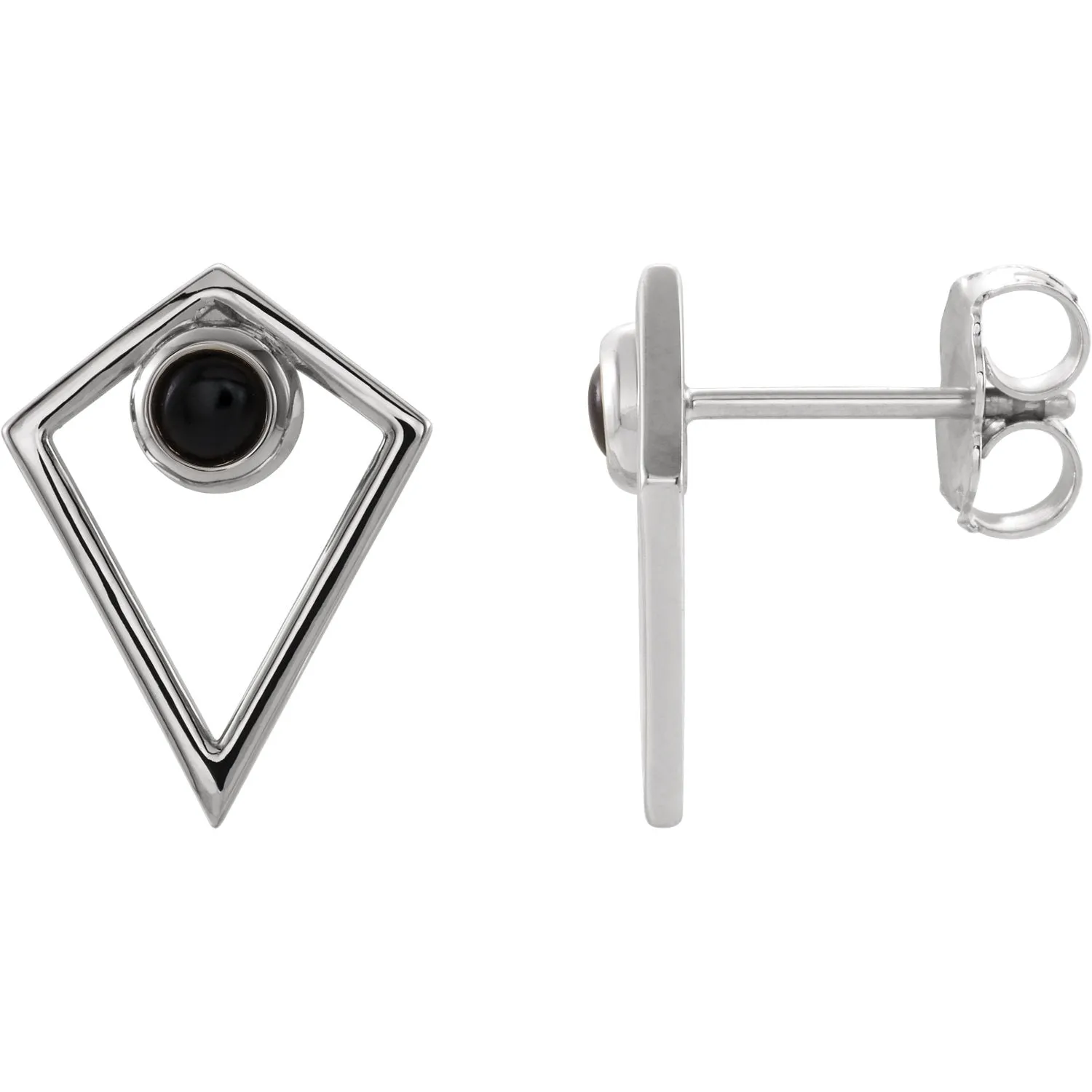 Sterling Silver Onyx Geometric Pyramid Stud Earrings