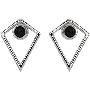 Sterling Silver Onyx Geometric Pyramid Stud Earrings