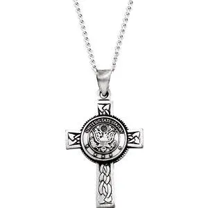 Sterling Silver U.S. Army Cross 24" Necklace