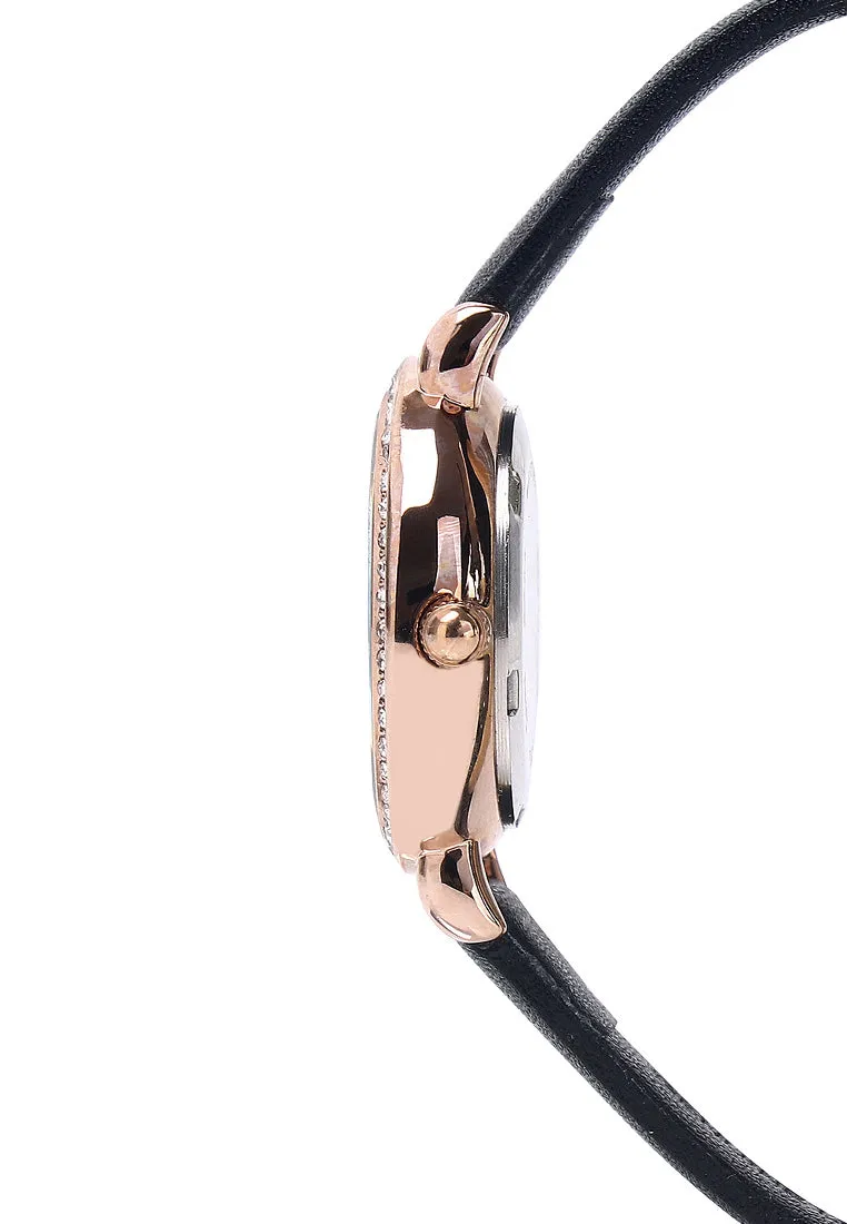 Suane Rose Gold  Leather  Watch (Black)