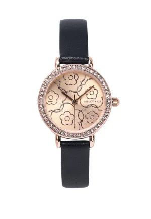 Suane Rose Gold  Leather  Watch (Black)