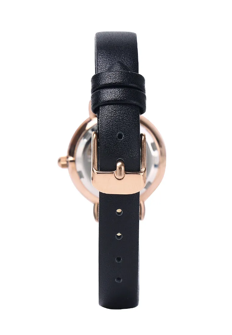 Suane Rose Gold  Leather  Watch (Black)
