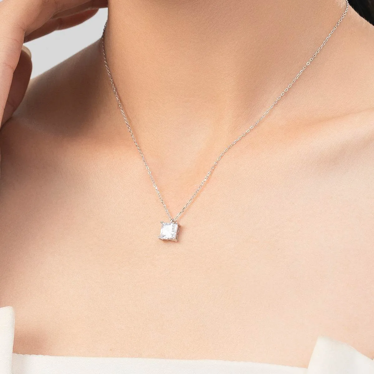 Subtle Sterling Silver Square Necklace