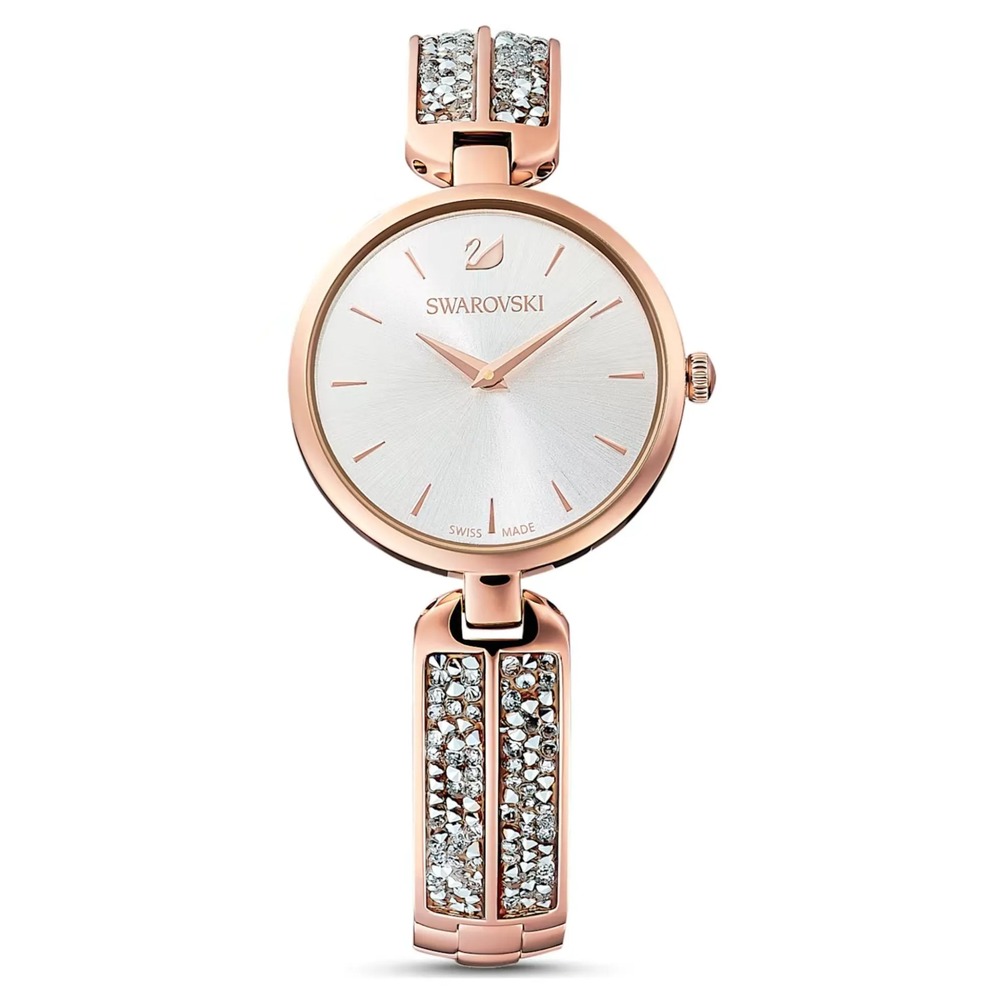 Swarovski Dream Rock watch Swiss Made, Metal bracelet, Rose gold-tone finish