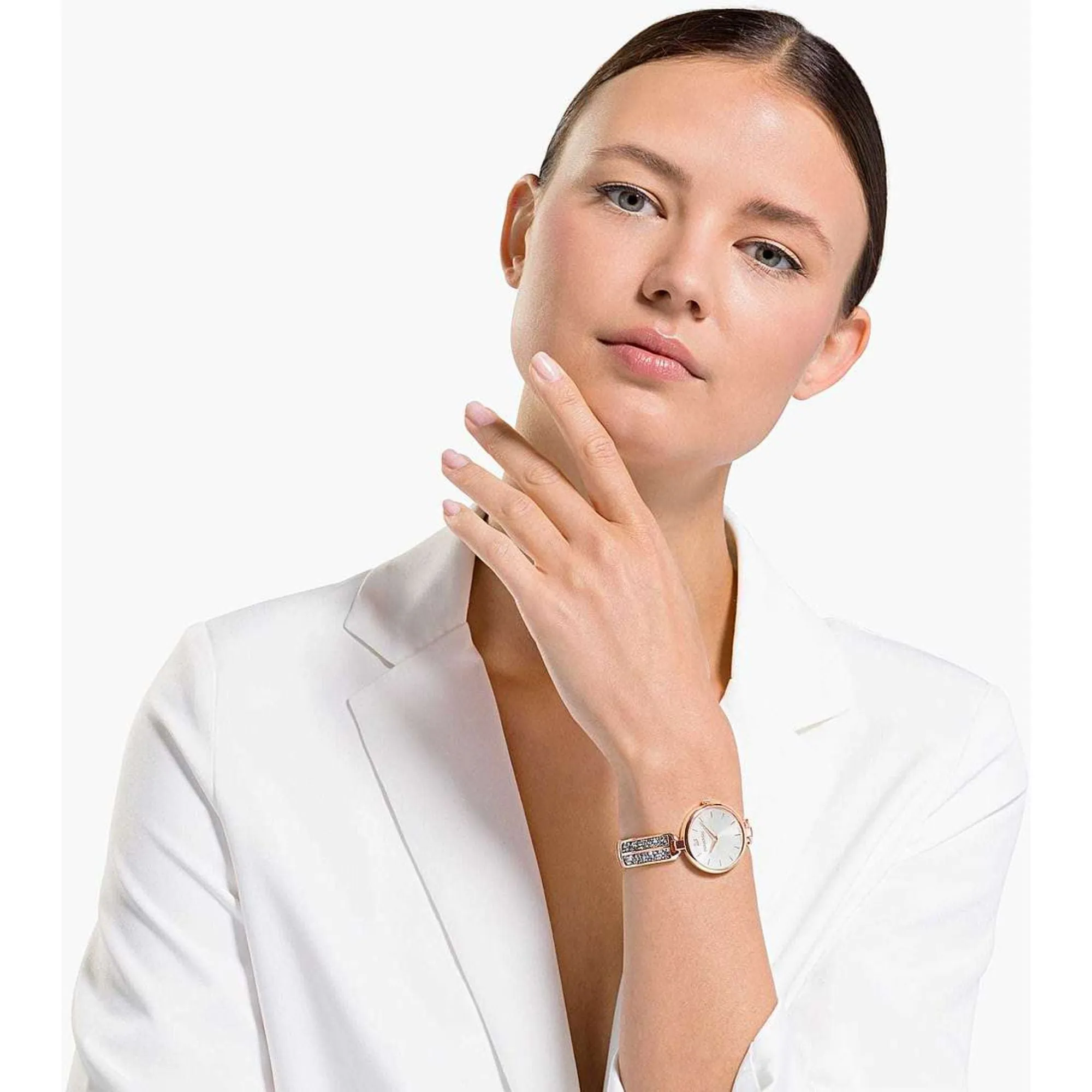 Swarovski Dream Rock watch Swiss Made, Metal bracelet, Rose gold-tone finish