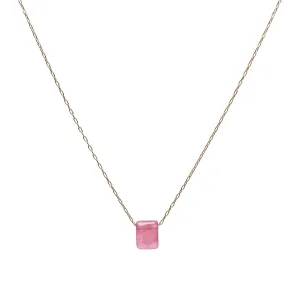 TenThousandThings 18k Rhodocrosite Chicklet Choker Necklace