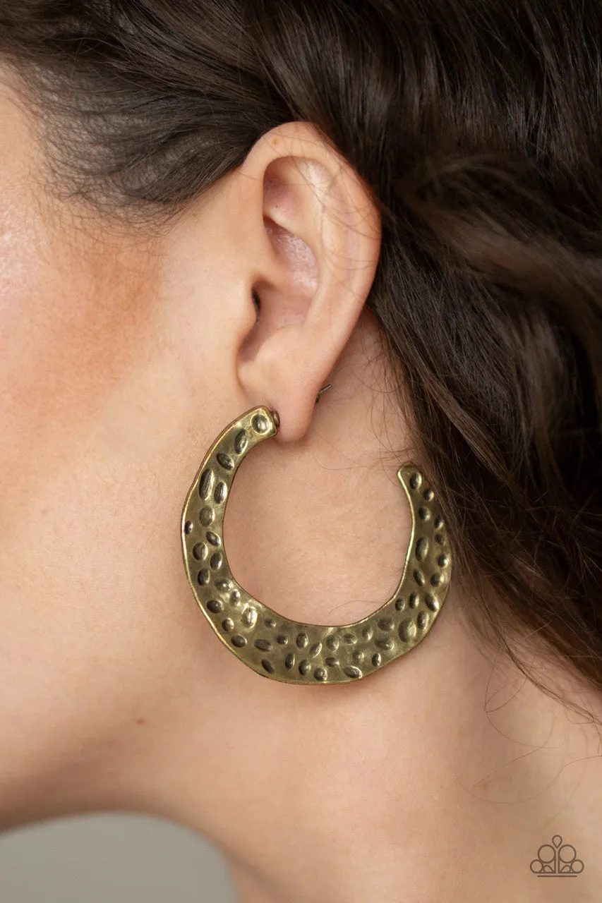 The HOOP Up Brass Paparazzi Earrings