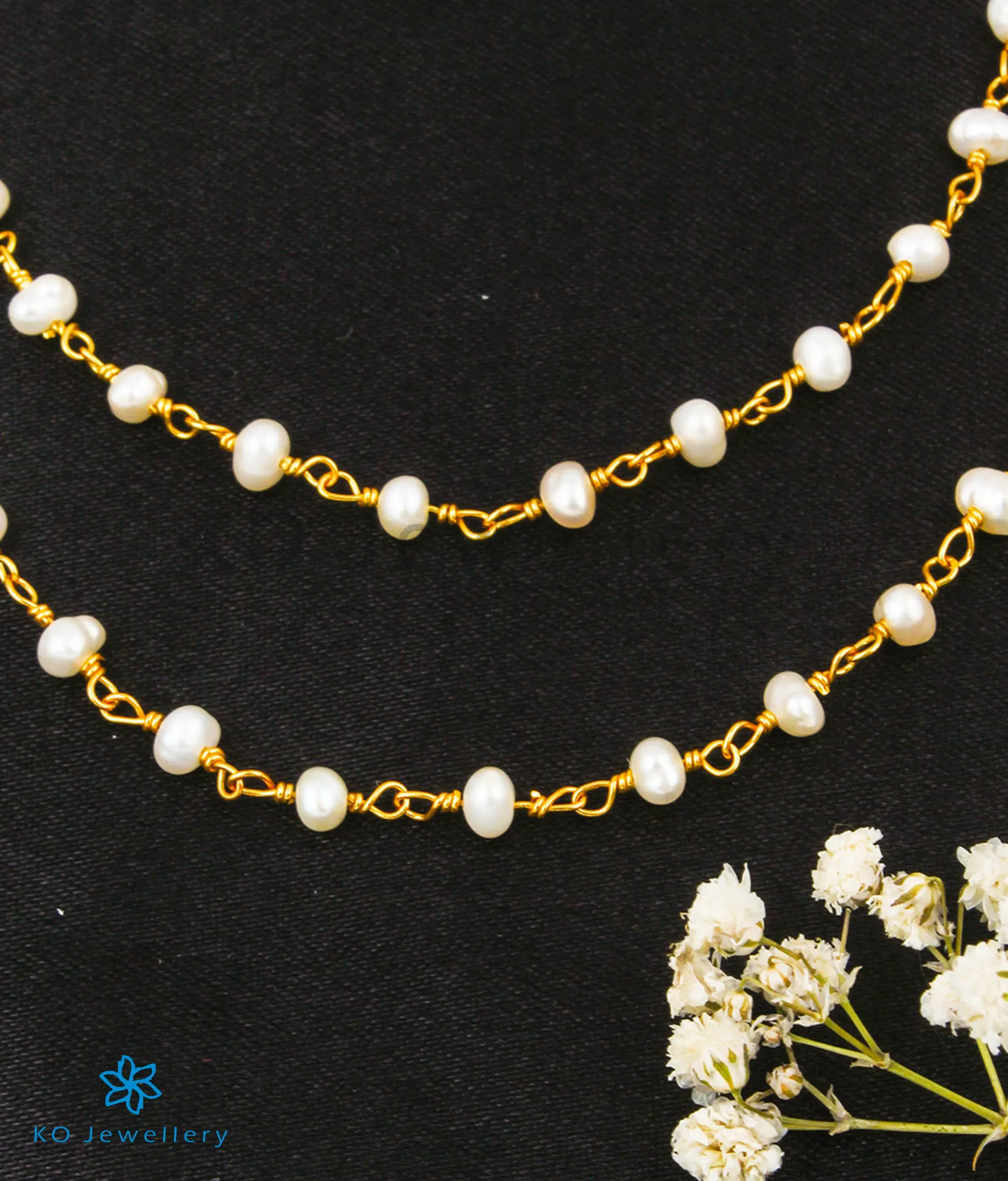 The Iravat Silver Pearl Anklets