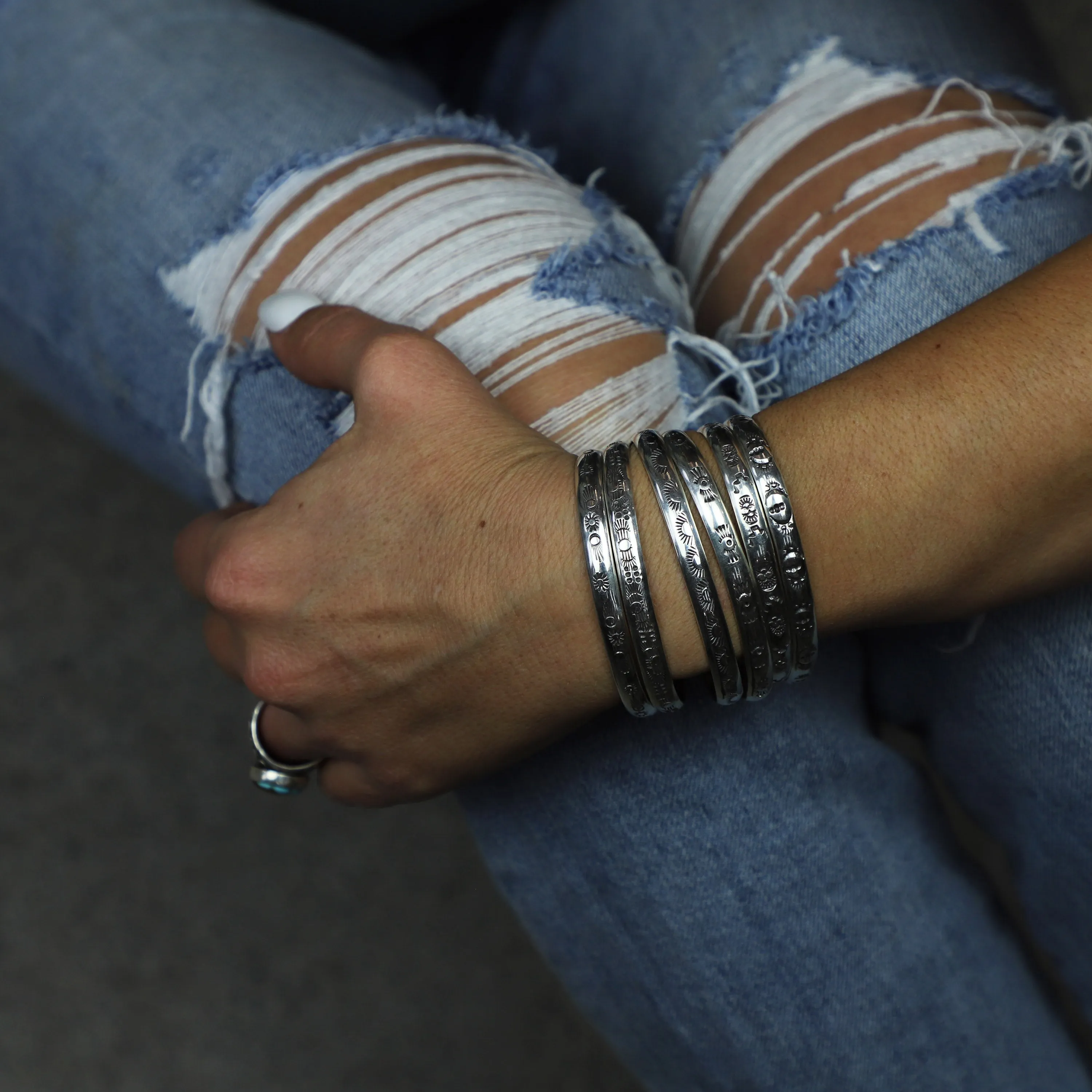 Thick Sterling Stamped Cuff #9