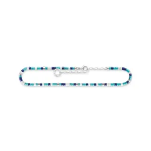 Thomas Sabo Charm Club Sterling Silver Blue Stones Anklet