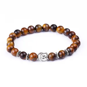 Tiger Eye Beads Bracelets Shakyamuni Buddha Bangles bijoux pulseras Rope Chain Natural Stone Volcanic Bracelet Women Men Jewelry