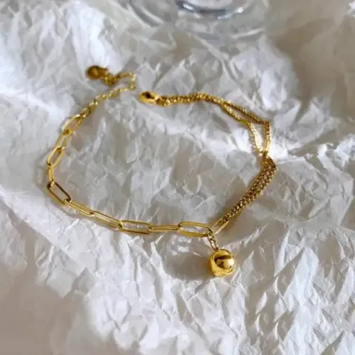 Trendy Double Chain Anklet Gold 18K