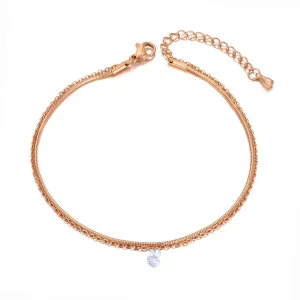 Trendy Double Layer CZ Crystal Chain & Link Anklet For Women Barefoot Sandals Anklets