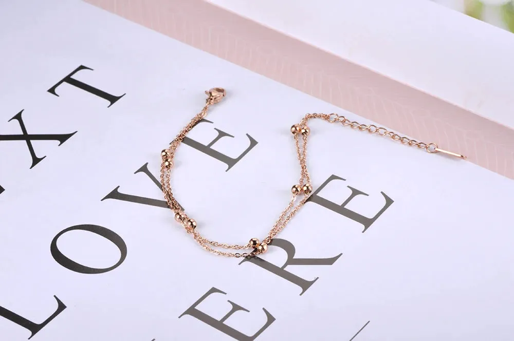Trendy Double Layer Handmade Beads Anklet For Women Barefoot Sandals Bracelet Anklets