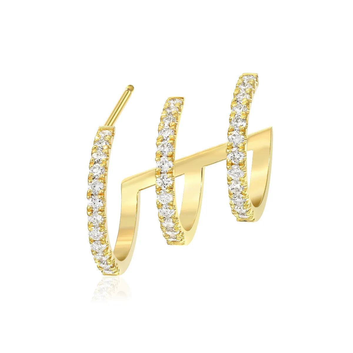 Triple Diamond Hoop Cuff Earring