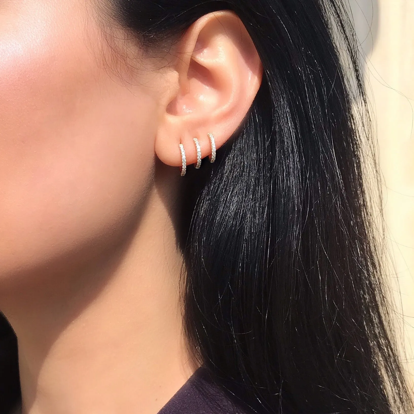 Triple Diamond Hoop Cuff Earring