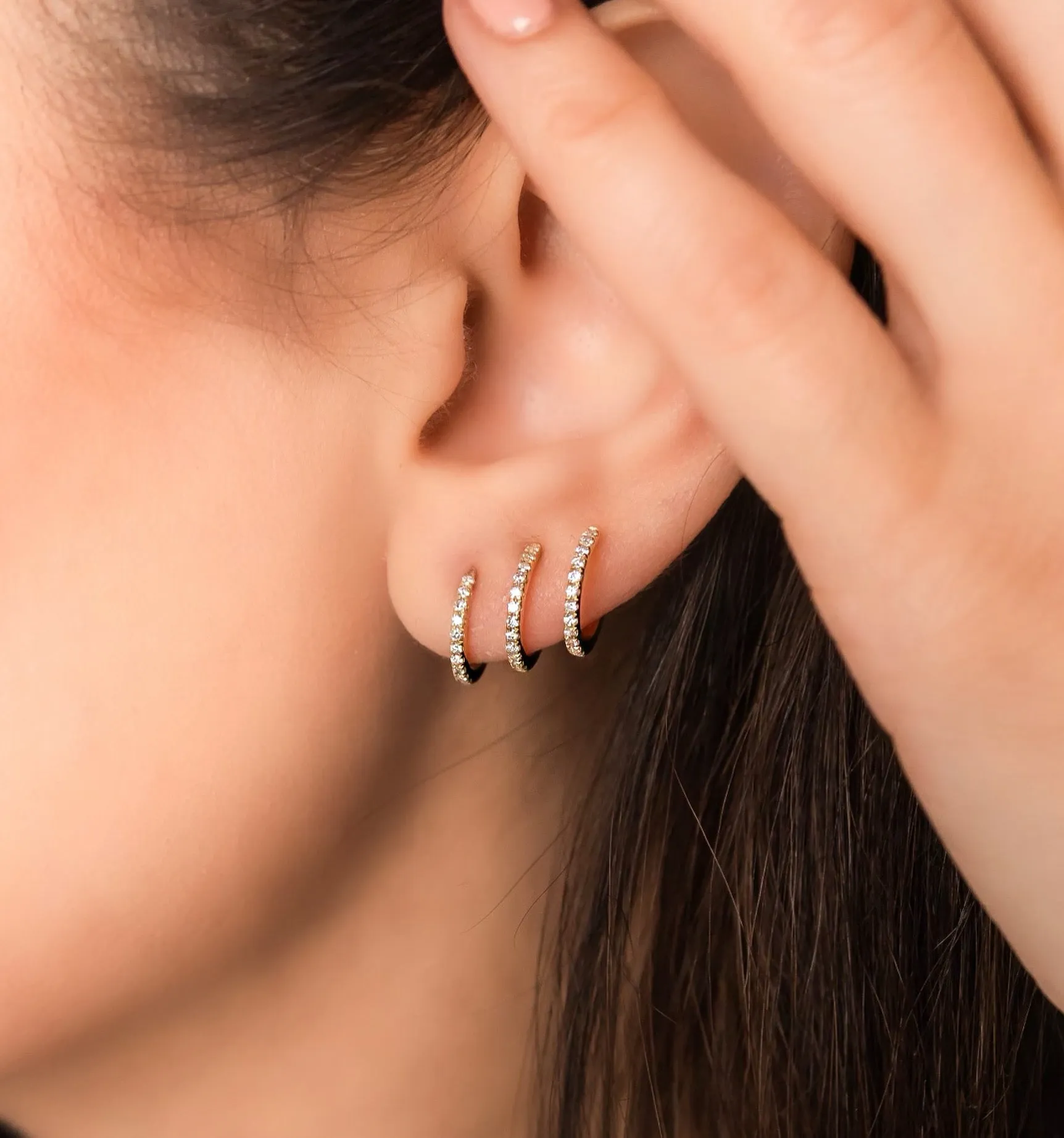 Triple Diamond Hoop Cuff Earring