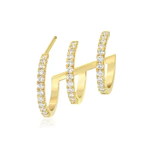 Triple Diamond Hoop Cuff Earring