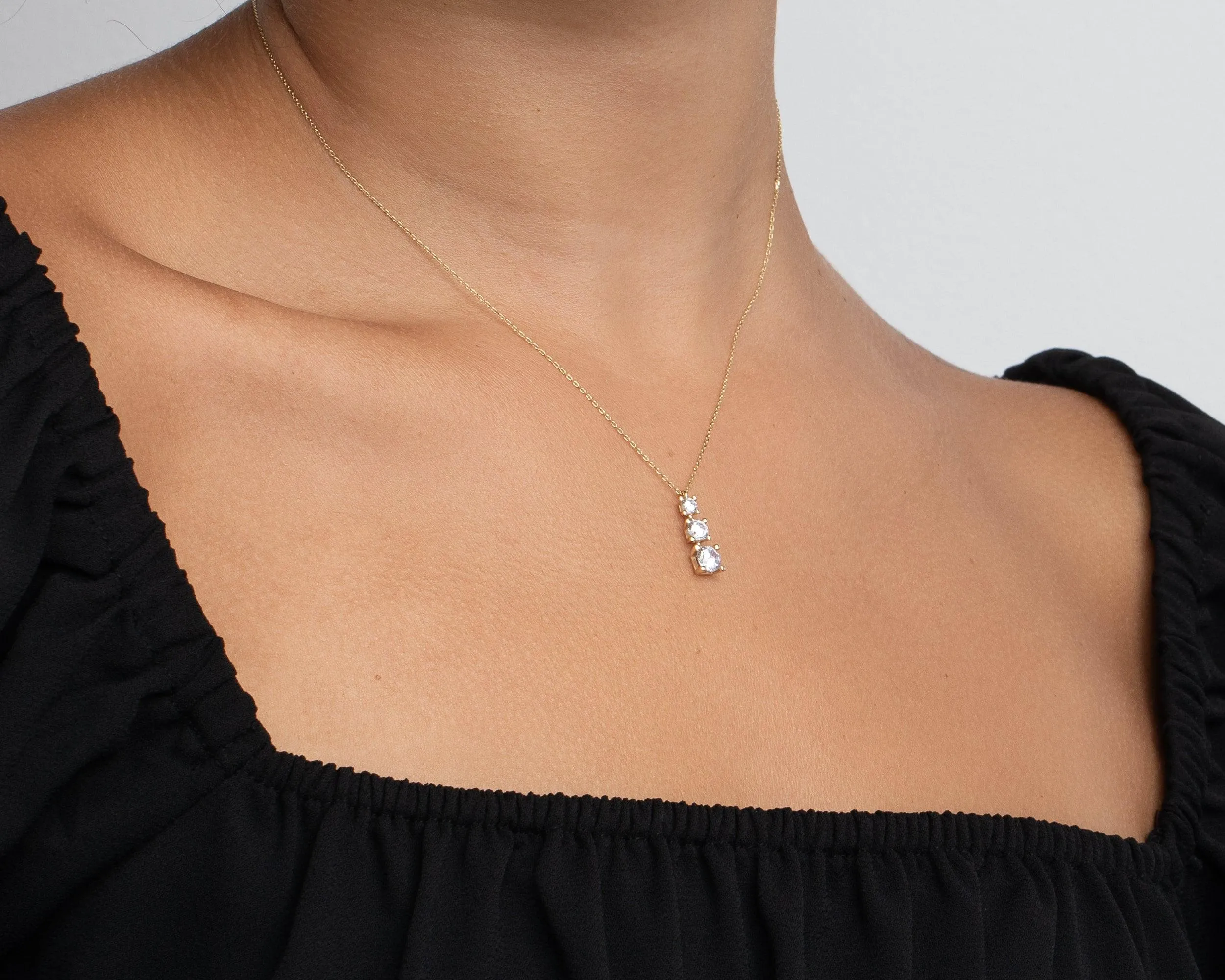 Triple Stone Necklace - 18K Gold Vermeil