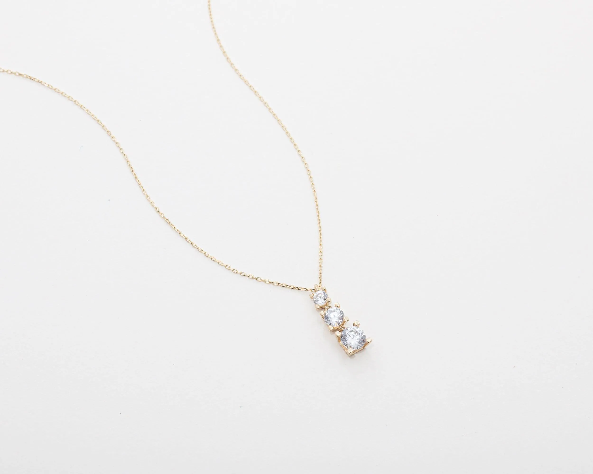 Triple Stone Necklace - 18K Gold Vermeil