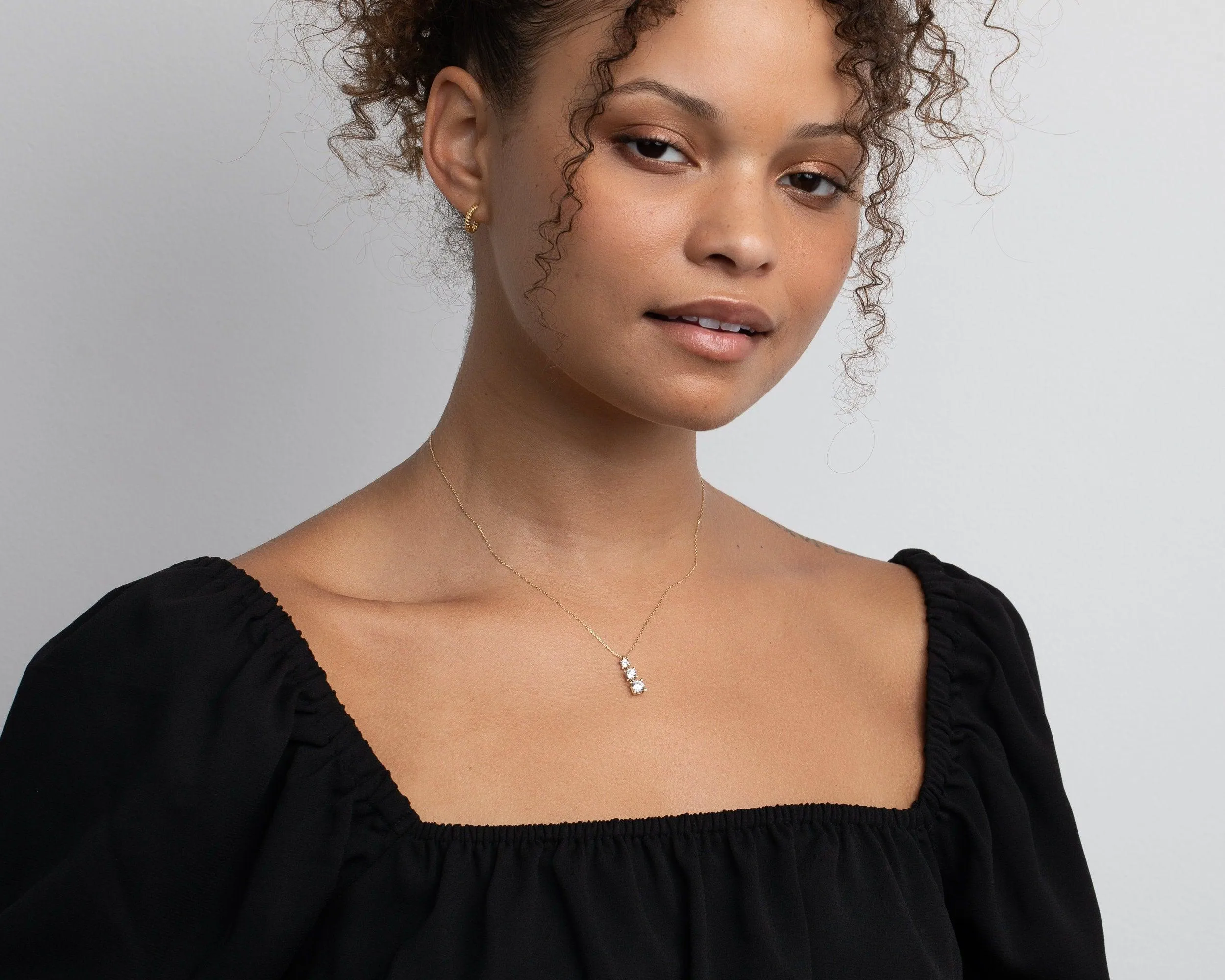 Triple Stone Necklace - 18K Gold Vermeil