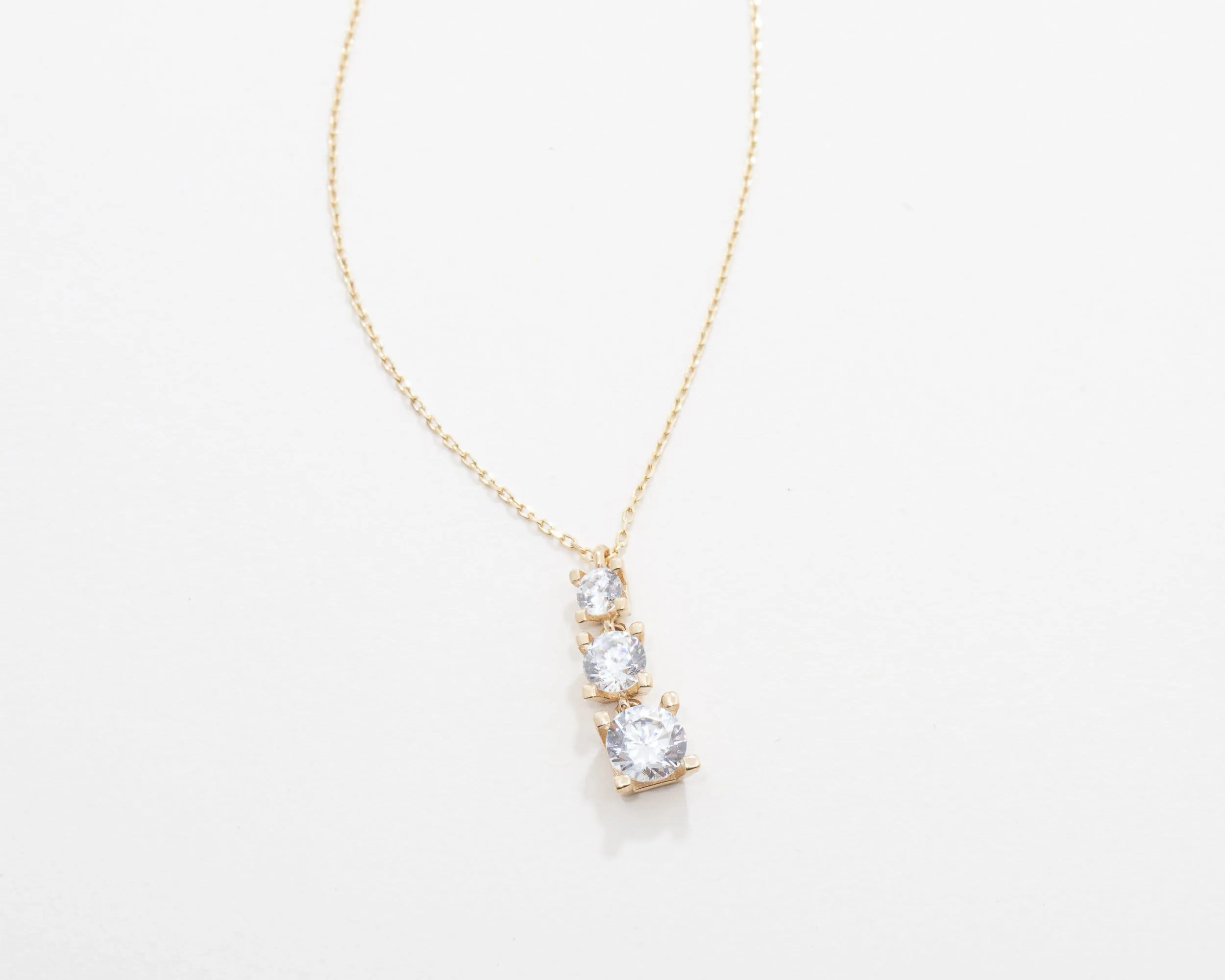 Triple Stone Necklace - 18K Gold Vermeil