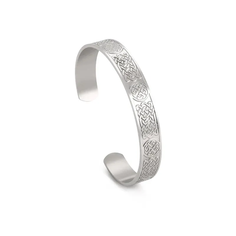 Triquetra Cuff Bangle for Women Men Stainless Steel Bracelet Jewelry Good Luck Protection Celtics Irish Knots