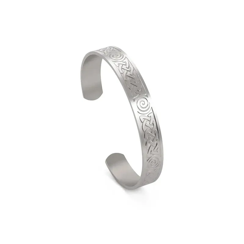 Triquetra Cuff Bangle for Women Men Stainless Steel Bracelet Jewelry Good Luck Protection Celtics Irish Knots