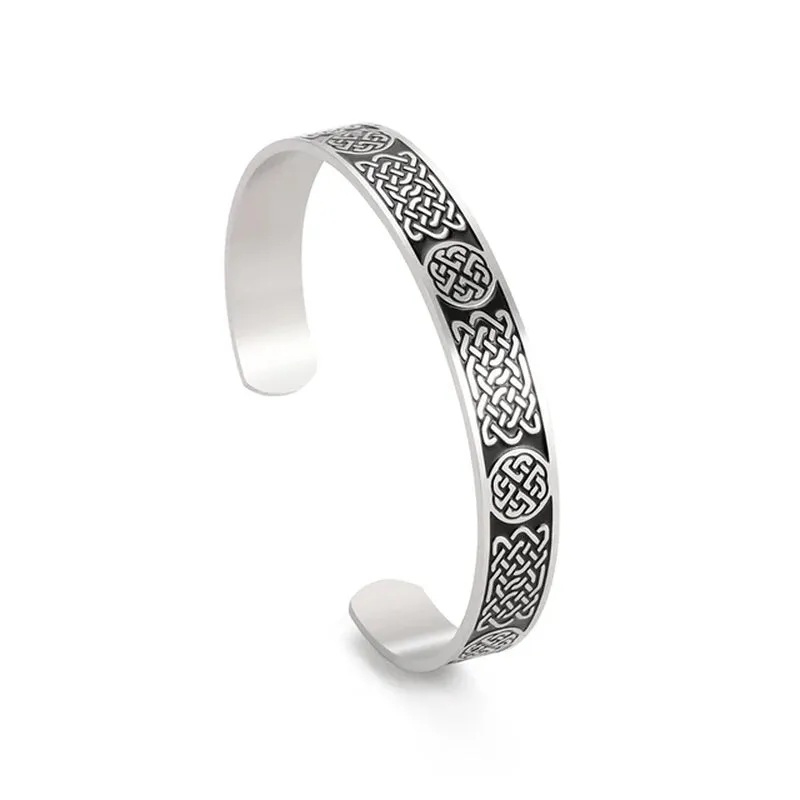Triquetra Cuff Bangle for Women Men Stainless Steel Bracelet Jewelry Good Luck Protection Celtics Irish Knots
