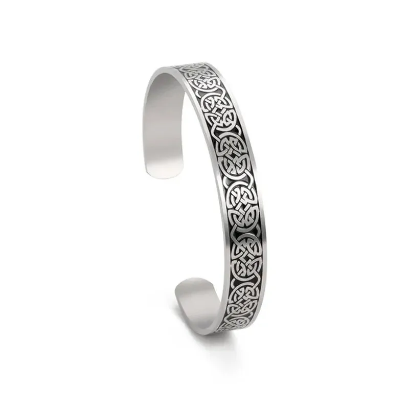 Triquetra Cuff Bangle for Women Men Stainless Steel Bracelet Jewelry Good Luck Protection Celtics Irish Knots