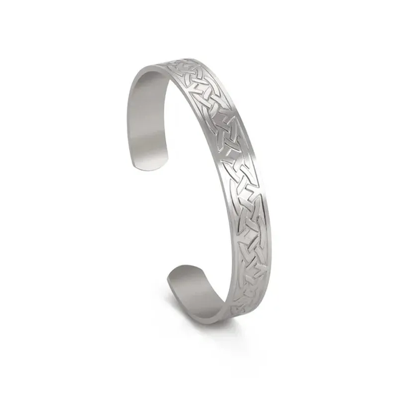 Triquetra Cuff Bangle for Women Men Stainless Steel Bracelet Jewelry Good Luck Protection Celtics Irish Knots