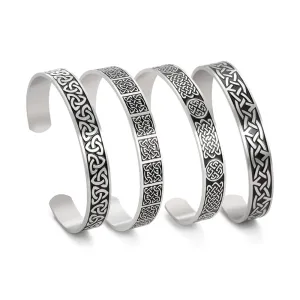 Triquetra Cuff Bangle for Women Men Stainless Steel Bracelet Jewelry Good Luck Protection Celtics Irish Knots