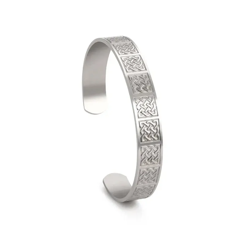 Triquetra Cuff Bangle for Women Men Stainless Steel Bracelet Jewelry Good Luck Protection Celtics Irish Knots