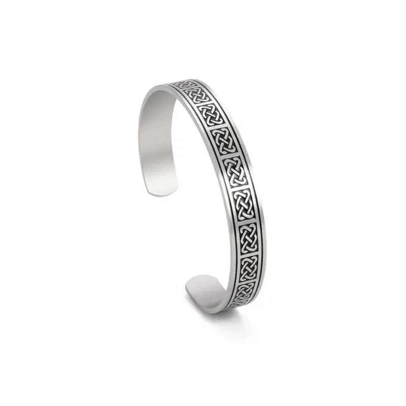 Triquetra Cuff Bangle for Women Men Stainless Steel Bracelet Jewelry Good Luck Protection Celtics Irish Knots