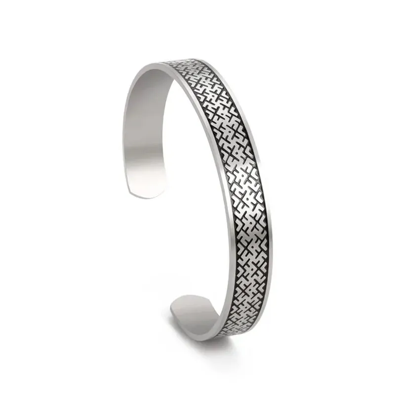 Triquetra Cuff Bangle for Women Men Stainless Steel Bracelet Jewelry Good Luck Protection Celtics Irish Knots