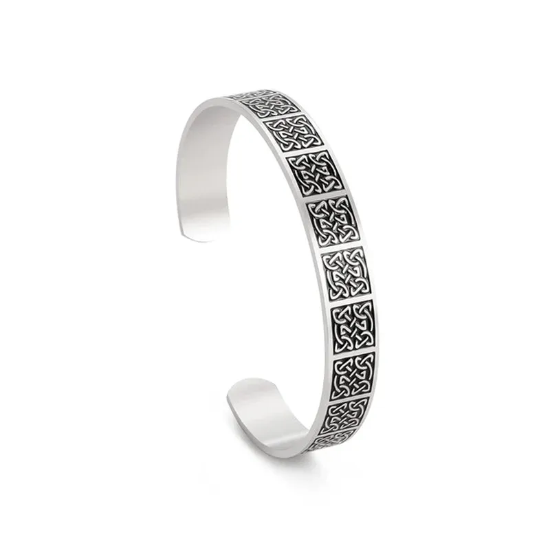 Triquetra Cuff Bangle for Women Men Stainless Steel Bracelet Jewelry Good Luck Protection Celtics Irish Knots