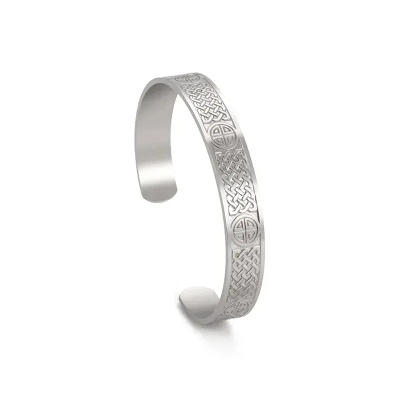 Triquetra Cuff Bangle for Women Men Stainless Steel Bracelet Jewelry Good Luck Protection Celtics Irish Knots
