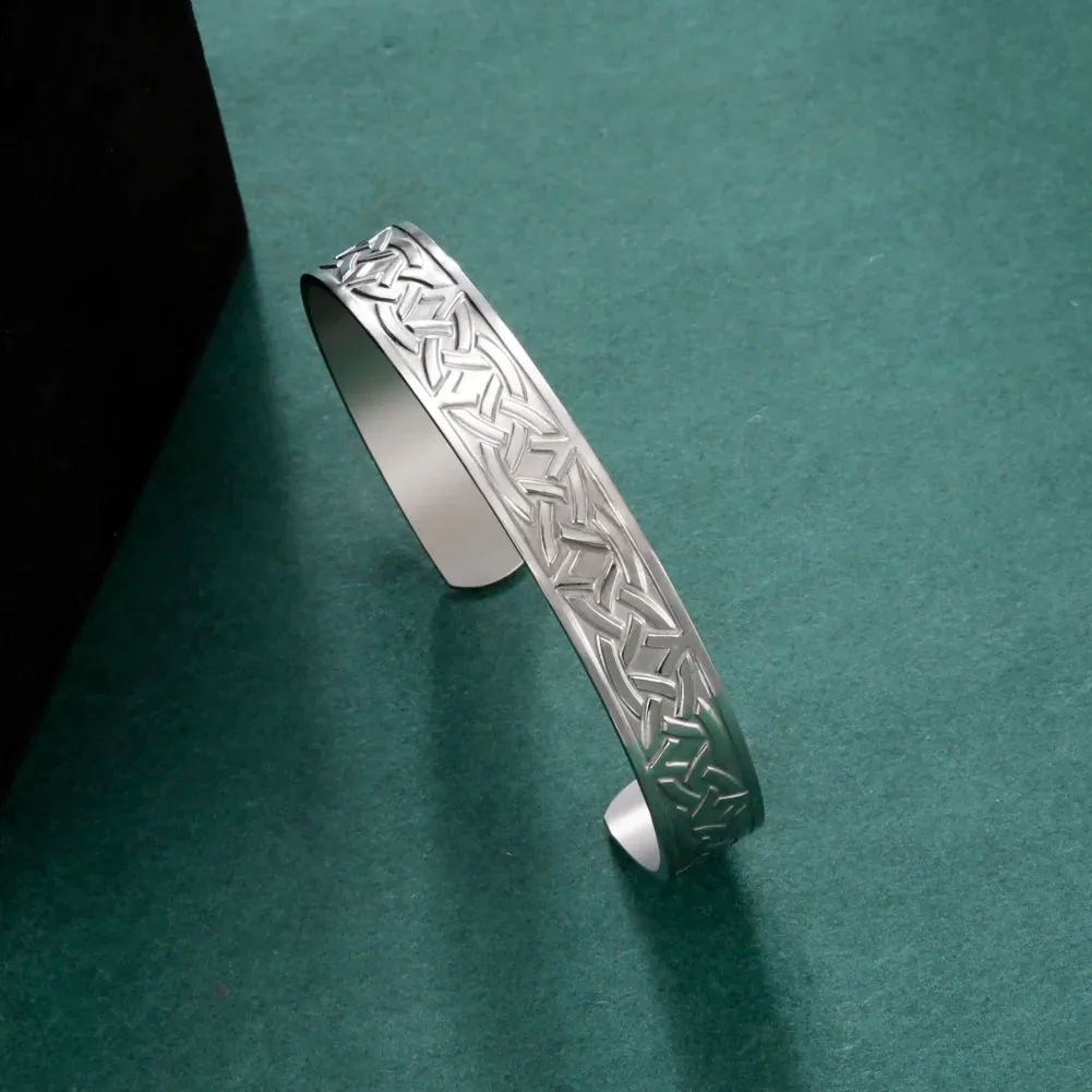 Triquetra Cuff Bangle for Women Men Stainless Steel Bracelet Jewelry Good Luck Protection Celtics Irish Knots