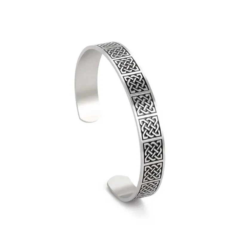 Triquetra Cuff Bangle for Women Men Stainless Steel Bracelet Jewelry Good Luck Protection Celtics Irish Knots