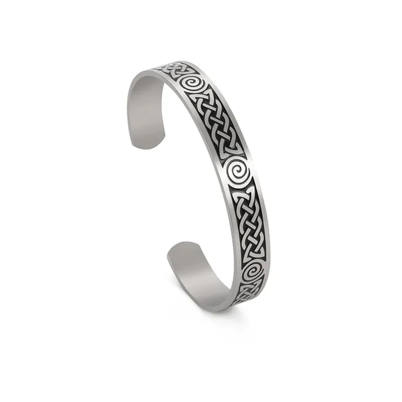 Triquetra Cuff Bangle for Women Men Stainless Steel Bracelet Jewelry Good Luck Protection Celtics Irish Knots
