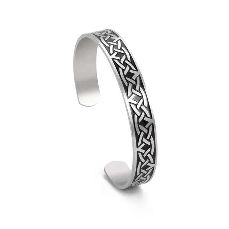 Triquetra Cuff Bangle for Women Men Stainless Steel Bracelet Jewelry Good Luck Protection Celtics Irish Knots