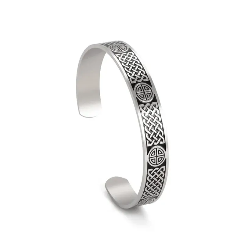Triquetra Cuff Bangle for Women Men Stainless Steel Bracelet Jewelry Good Luck Protection Celtics Irish Knots