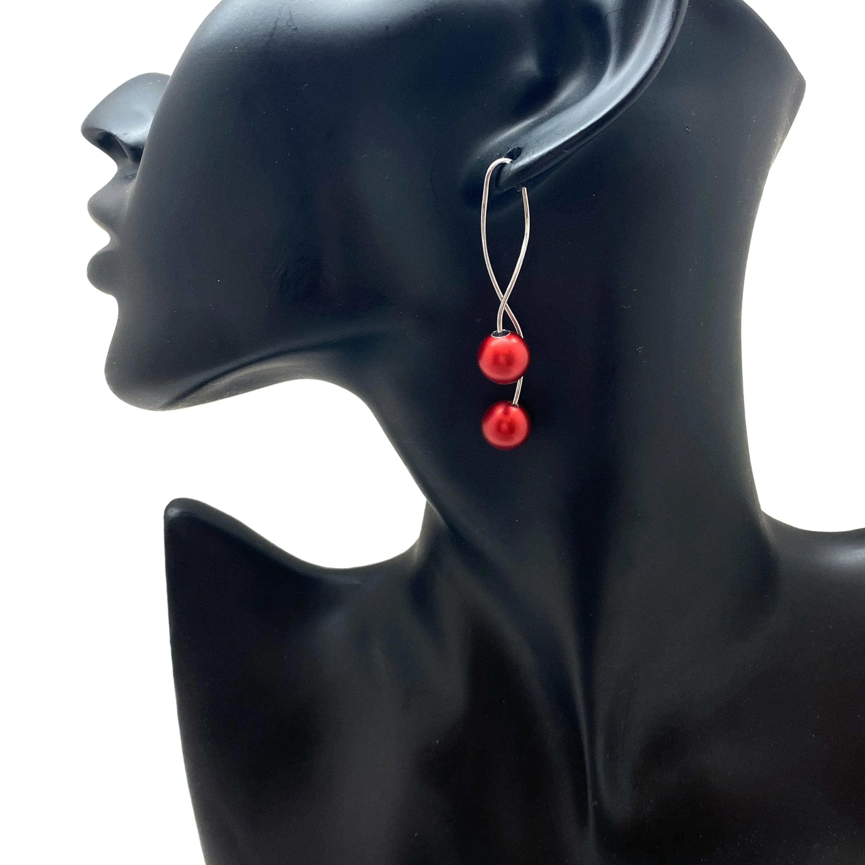 Twist Red Sphere Earrings