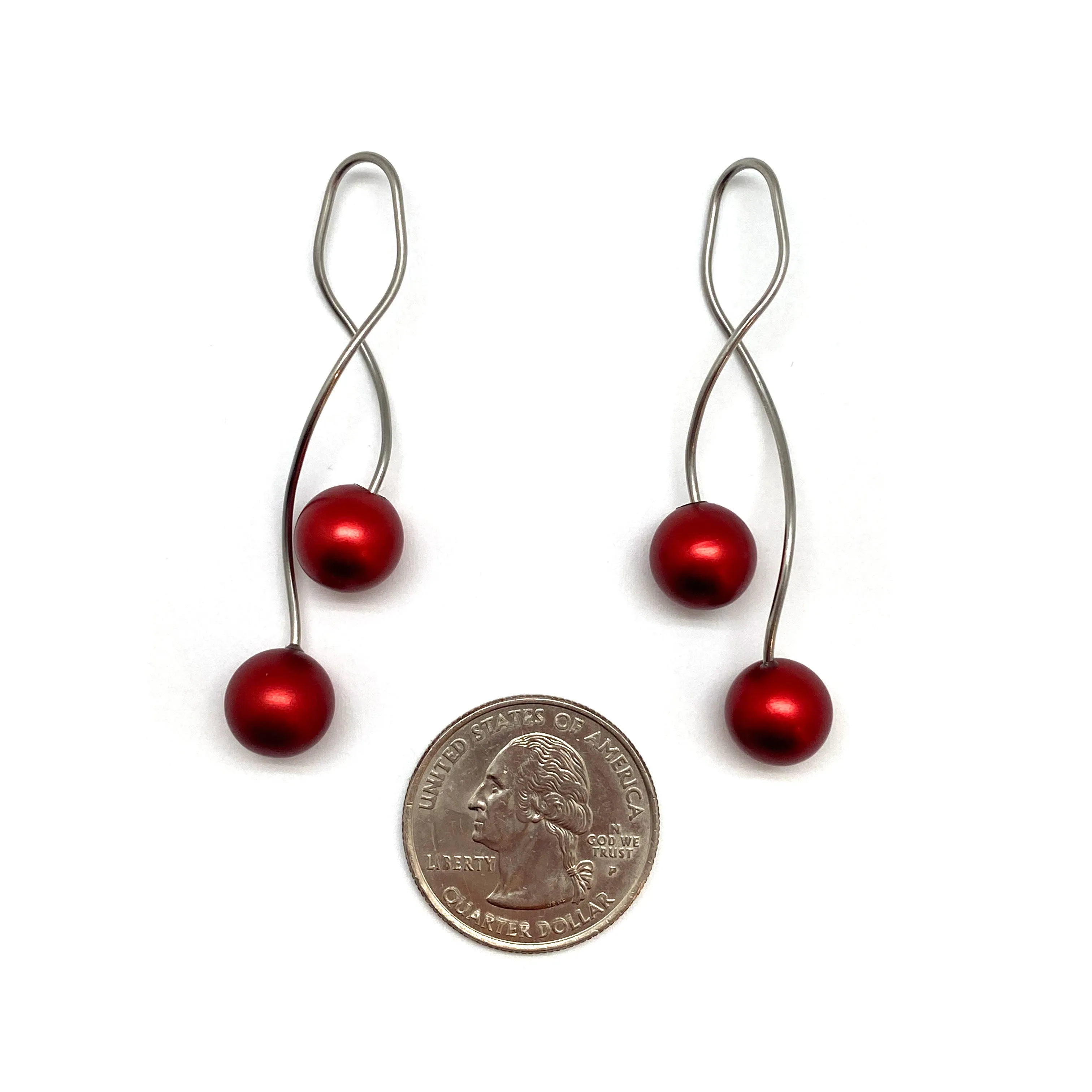 Twist Red Sphere Earrings